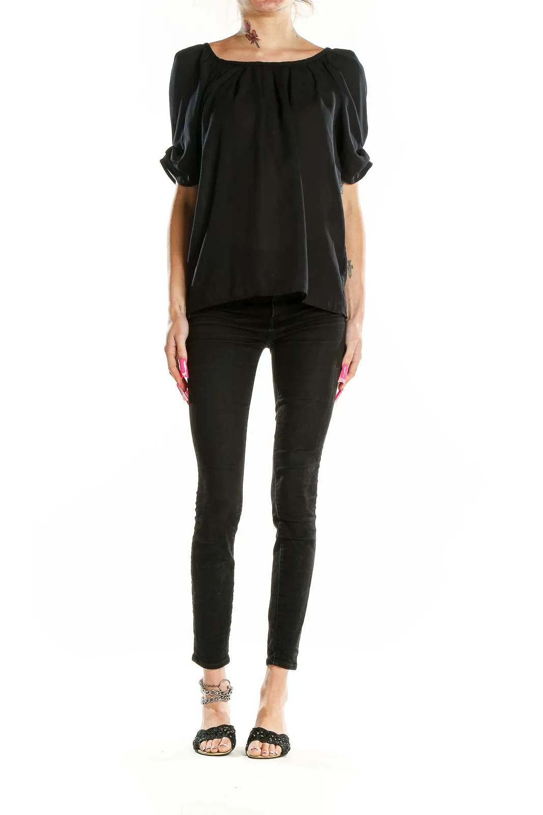 Black Elegant Polyester Blouse