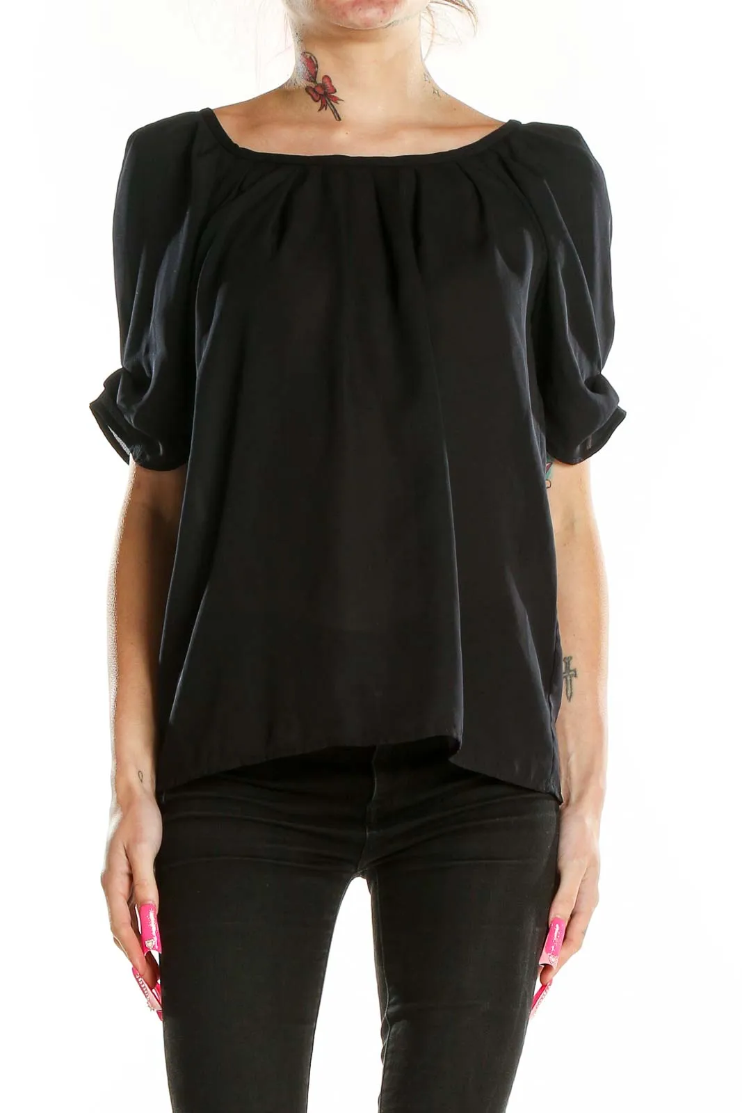 Black Elegant Polyester Blouse