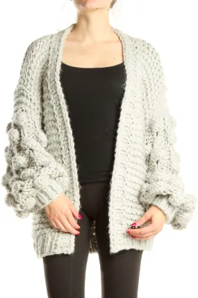 Gray Knitted Sweater Cardigan