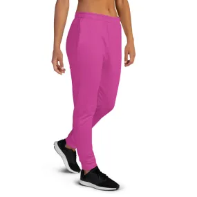 Hot Pink Women's Joggers, Solid Color Slim Fit Sweatpants, Lightweight Pants-Made in EU