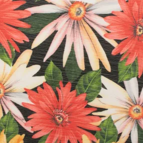 Printed Chiffon - YORYU - Gerbera  - Black