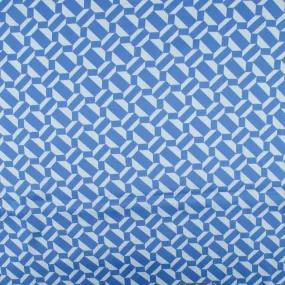 Printed polyester satin velvet - DANIA - Geometric - Blue